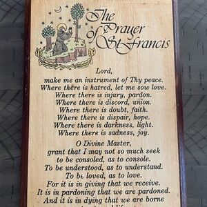 Wooden Prayer of St. Francis Plaque